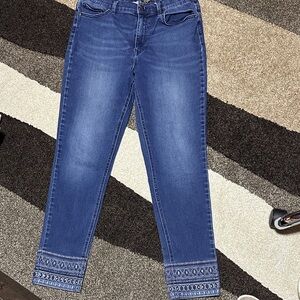 DG2 by Diane Gilman Blue Ankle Jeans with Embroidery